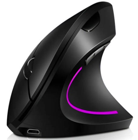 RATON VERTICAL INALAMBRICO 2.4G RECARGABLE X USB ERGONOMICO COLOR NEGRO - 5