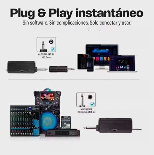 MICROFONOS INALAMBRICOS NEGRO 2 UNIDADES - 5