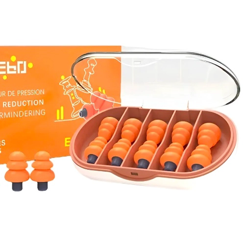 CAJA DE TAPONES DE OIDOS ANTIRUIDO NARANJOS - 1