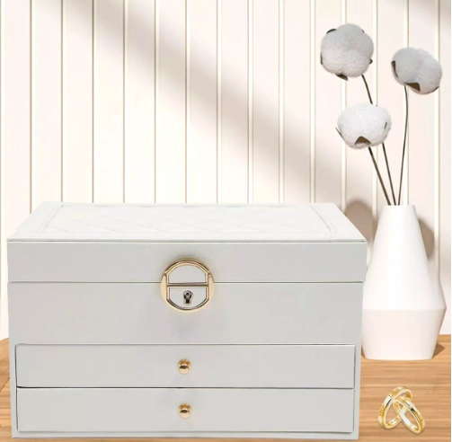 JOYERO CAJA DE JOYA DOS CAPAS TIPO MALETA ORGANIZADOR JOYAS - 3
