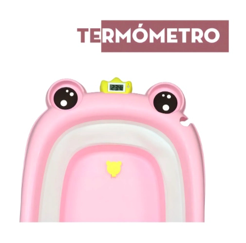 TINA SAPITO BEBE BAÑERA PLEGABLE + COJIN GRANDE REFORZADO COLOR RANITA ROSA + COJIN ROSA - 3