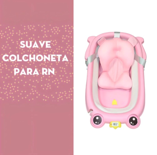 TINA SAPITO BEBE BAÑERA PLEGABLE + COJIN GRANDE REFORZADO COLOR RANITA ROSA + COJIN ROSA - 5
