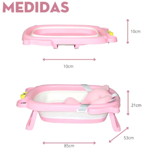 TINA SAPITO BEBE BAÑERA PLEGABLE + COJIN GRANDE REFORZADO COLOR RANITA ROSA + COJIN ROSA - 6