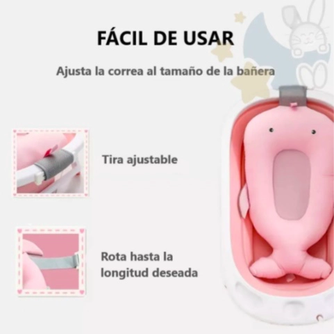TINA SAPITO BEBE BAÑERA PLEGABLE + COJIN GRANDE REFORZADO COLOR RANITA ROSA + COJIN ROSA - 3