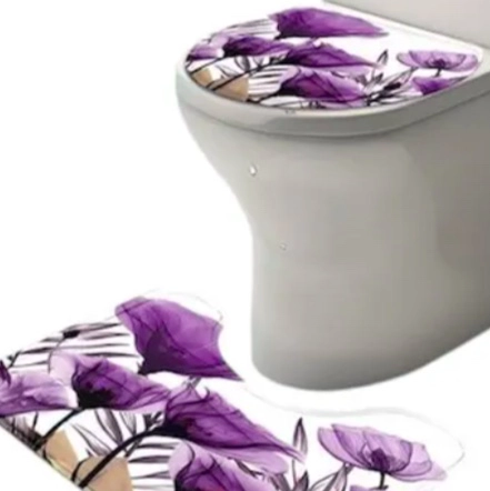 JUEGO DE BAÑO SET COMPLETO 4 PIEZAS FLORES - 2