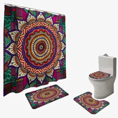 JUEGO DE BAÑO SET COMPLETO 4 PIEZAS MANDALA - 1