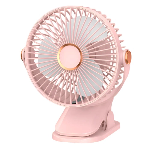 VENTILADOR DE CLIP CON LUZ Y RECARGABLE ROSADO - 1