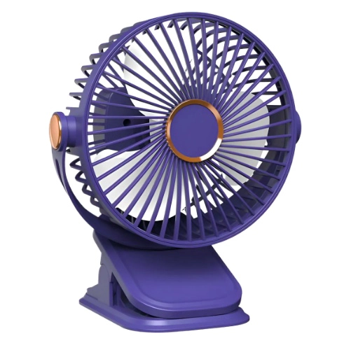 VENTILADOR DE CLIP CON LUZ Y RECARGABLE AZUL - 1