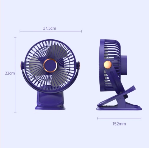 VENTILADOR DE CLIP CON LUZ Y RECARGABLE AZUL - 3