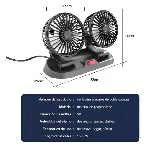 VENTILADOR ESCRITORIO USB DOBLE CABEZAL - 4