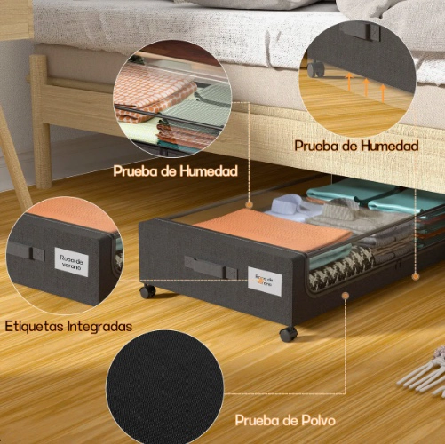 ALMACENAMIENTO DEBAJO DE LA CAMA CON RUEDAS - 3