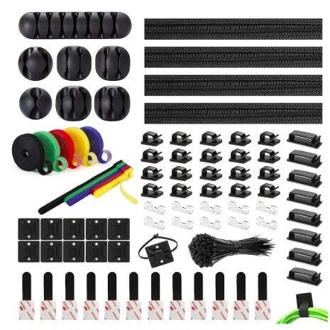 KIT ORGANIZADOR DE GESTION DE CABLES DE 204 PIEZAS - 1