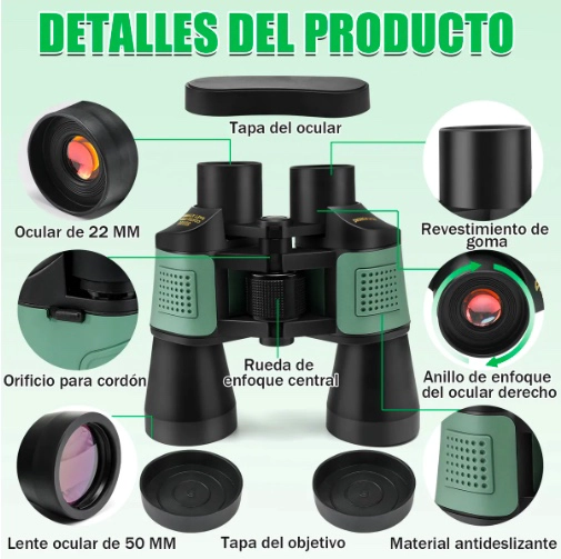 BINOCULARES TELESCOPICOS HD PROFESIONALE DE ALTA 80X80 3000M VERDE - 4