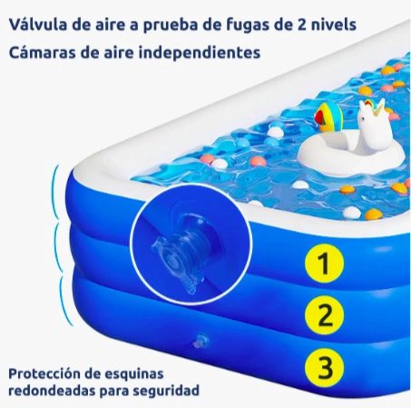 PISCINA INFLABLE RECTANGULAR + INFLADOR - 2