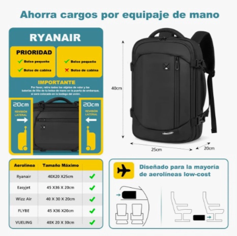 MOCHILA VIAJE CABINA AVION - 2