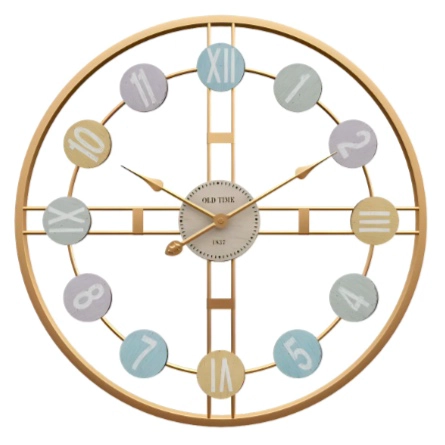 RELOJ PARED DORADO CON NUMEROS - 1