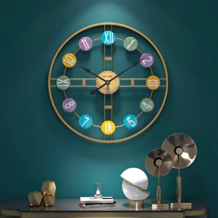 RELOJ PARED DORADO CON NUMEROS - 3