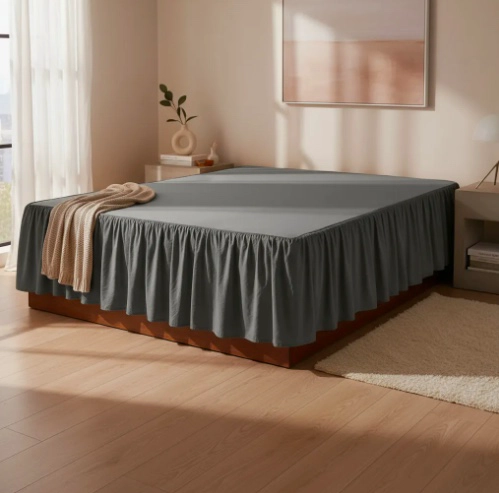 FALDON PARA CAMA 2 PLAZAS GRIS - 1