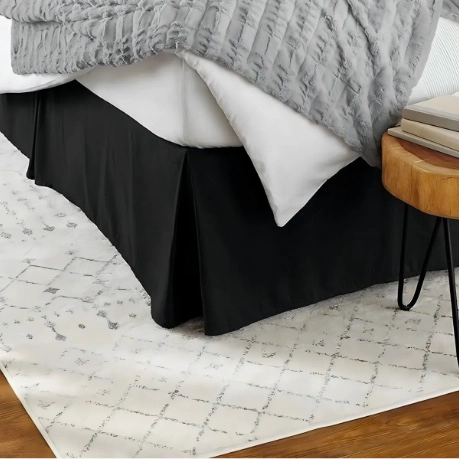 FALDON CAMA 1.5 PLAZAS LISO NEGRO - 3