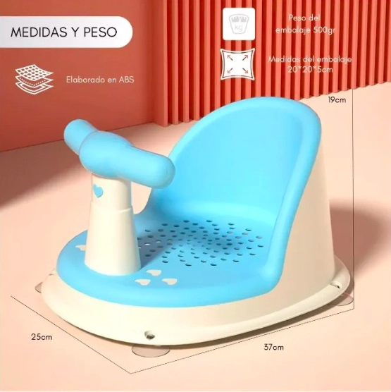 ASIENTO ANTIDESLIZANTE DE DUCHA PARA BEBES AZUL - 2