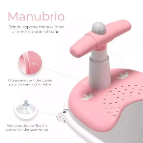 ASIENTO ANTIDESLIZANTE DE DUCHA PARA BEBES ROSADO - 3