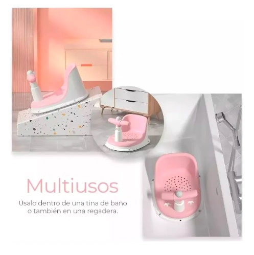 ASIENTO ANTIDESLIZANTE DE DUCHA PARA BEBES ROSADO - 5
