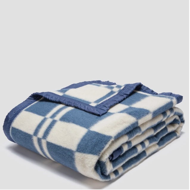 FRAZADA LANA ESCOCESA AZUL 50% LANA 1.5 PLAZAS - 1