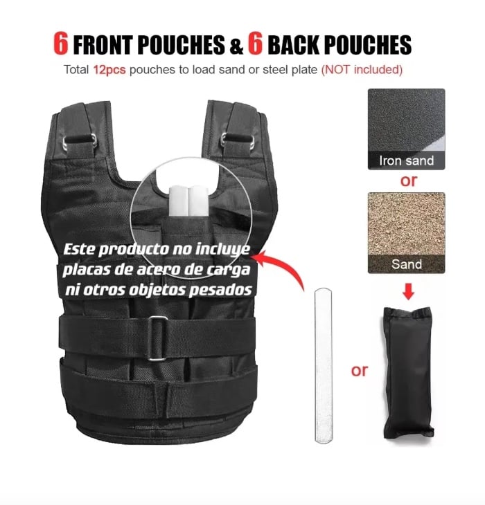 CHALECO CON PESO AJUSTABLE EJERCICIOS 50KG - 2