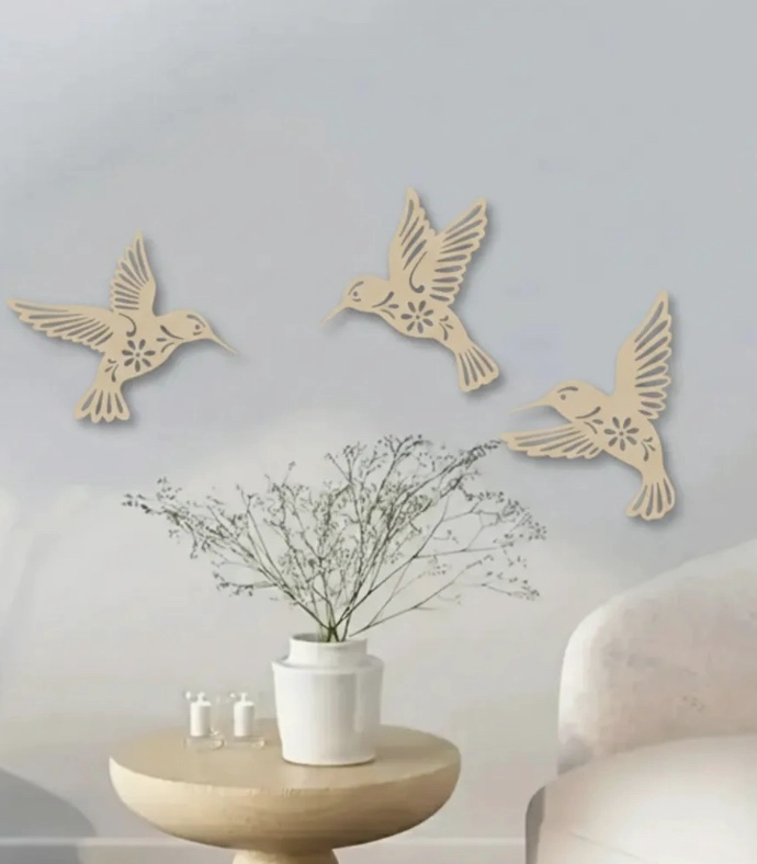 CUADRO DECORATIVO COLIBRI EN MADERA - 1