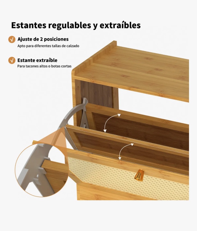 ZAPATERO ORGANIZADOR RATAN 2 CAJONES - 6