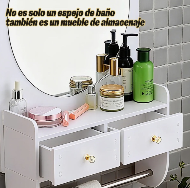 ESTANTE REPISA DE BAÑO CON ESPEJO - 5