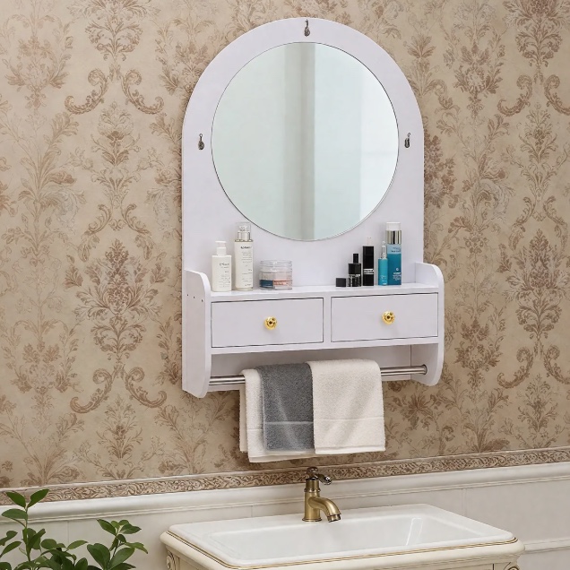 ESTANTE REPISA DE BAÑO CON ESPEJO - 8