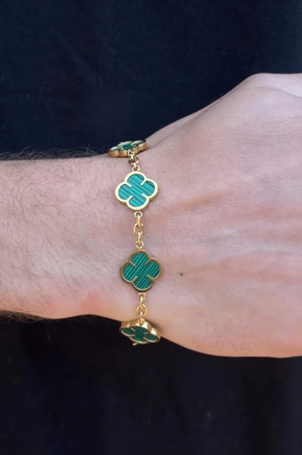 PULSERA GREEN CLOVER ORO VERDE - 3
