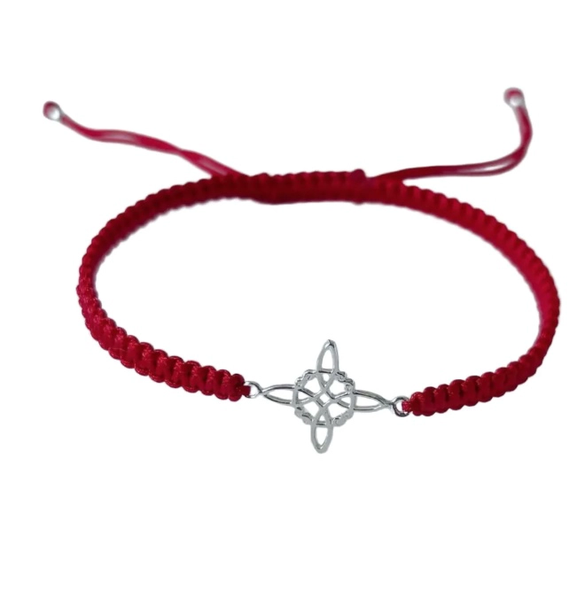 PULSERA HILO ROJO NUDO DE BRUJAS PLATA - 2