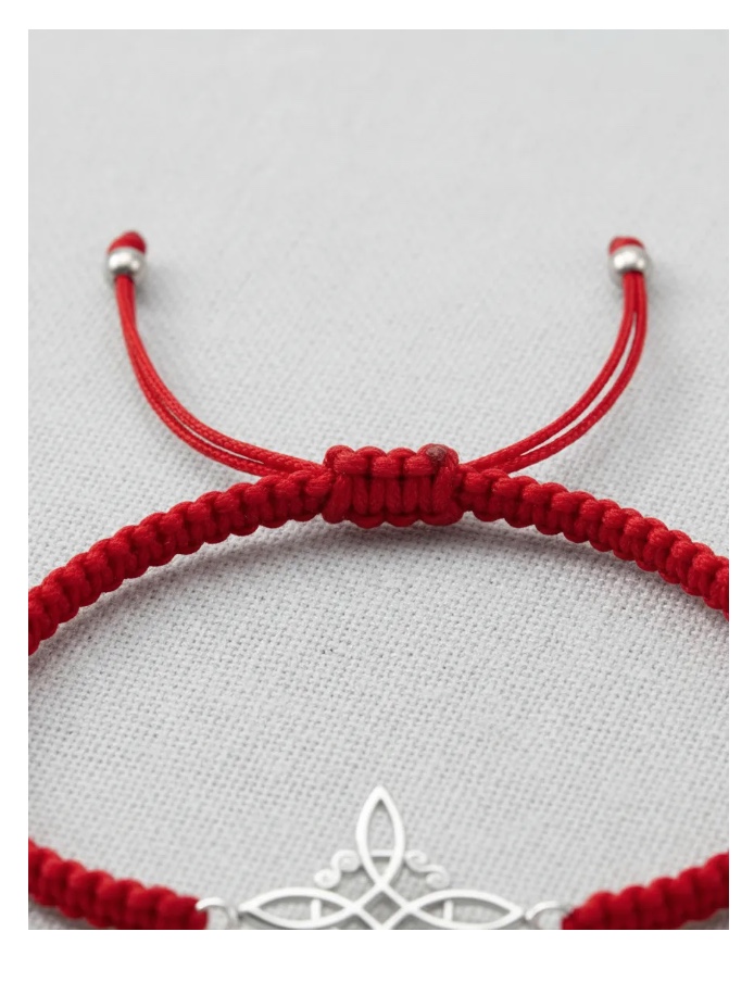 PULSERA HILO ROJO NUDO DE BRUJAS PLATA - 7