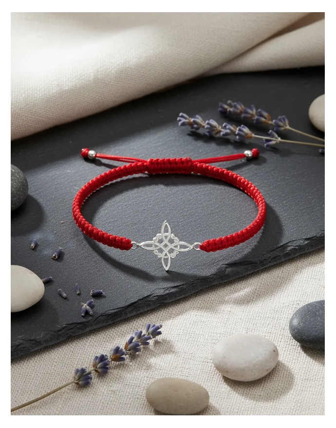 PULSERA HILO ROJO NUDO DE BRUJAS PLATA - 8