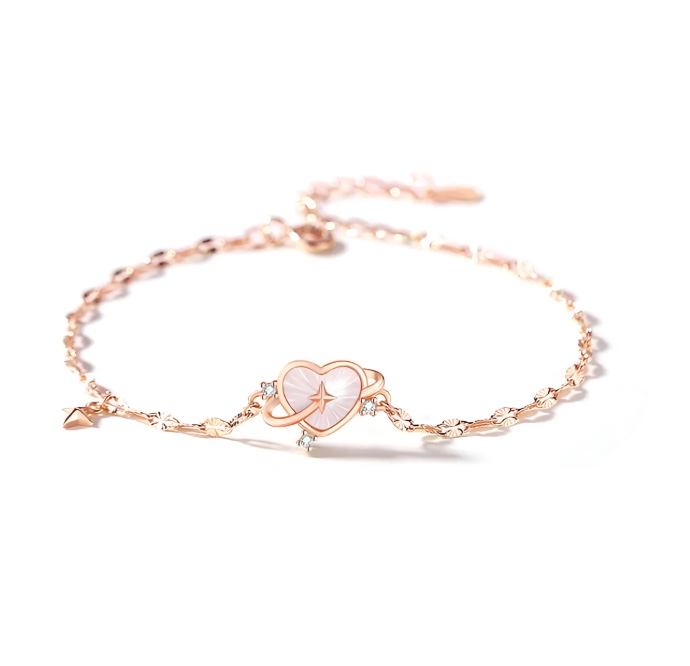 PULSERA AJUSTABLE PLATA NACAR CIRCON ORO ROSA - 1