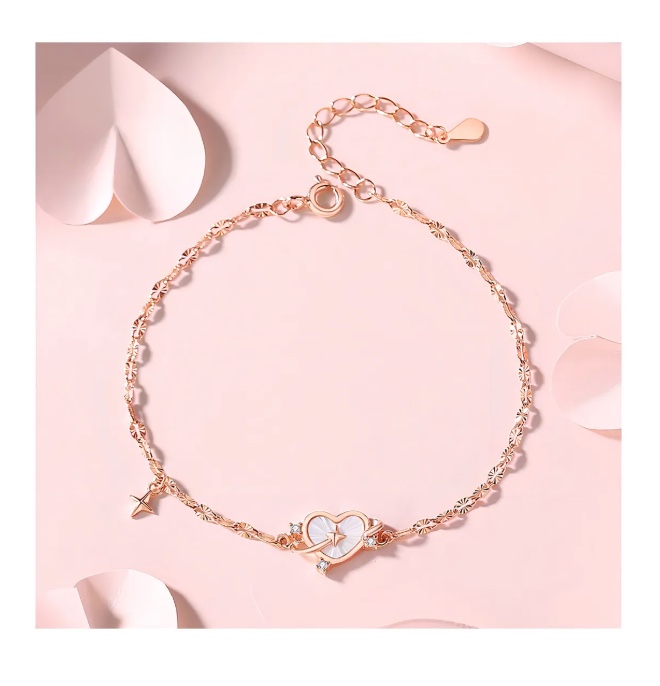 PULSERA AJUSTABLE PLATA NACAR CIRCON ORO ROSA - 2