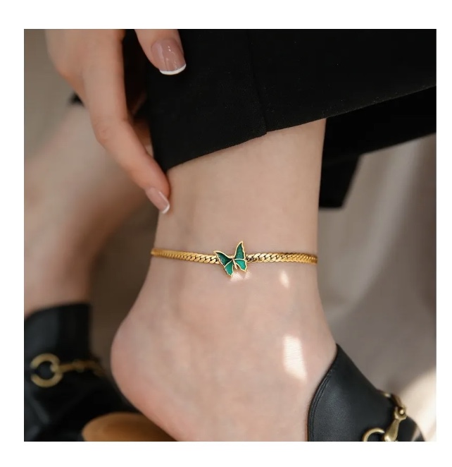 TOBILLERA MARIPOSA ENCHAPADO ORO 18K - 1