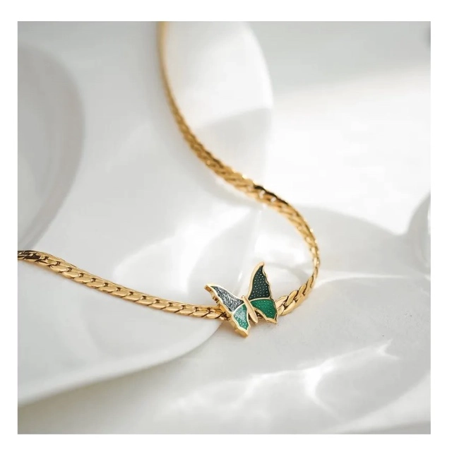 TOBILLERA MARIPOSA ENCHAPADO ORO 18K - 2