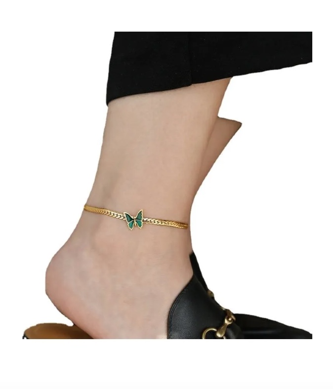 TOBILLERA MARIPOSA ENCHAPADO ORO 18K - 3