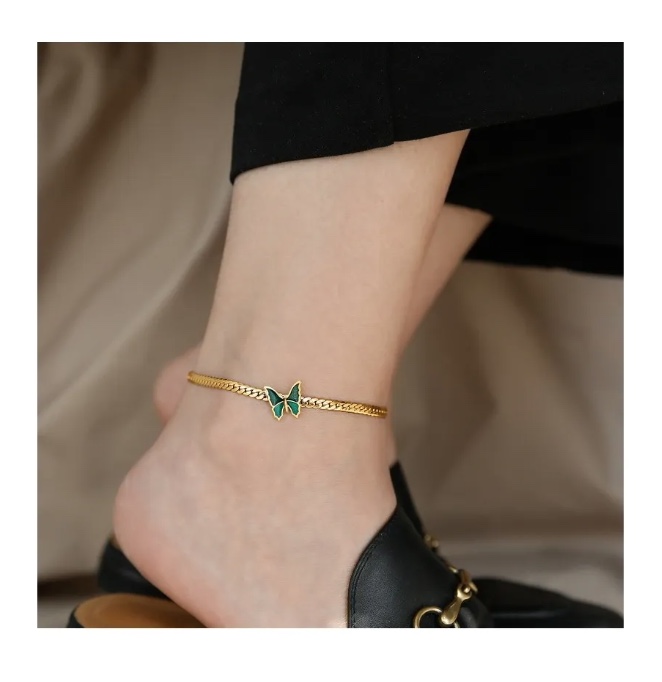 TOBILLERA MARIPOSA ENCHAPADO ORO 18K - 6