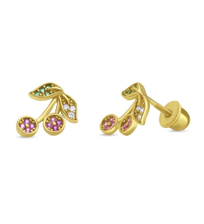AROS CEREZA PLATA BAÑADOS ORO - 1