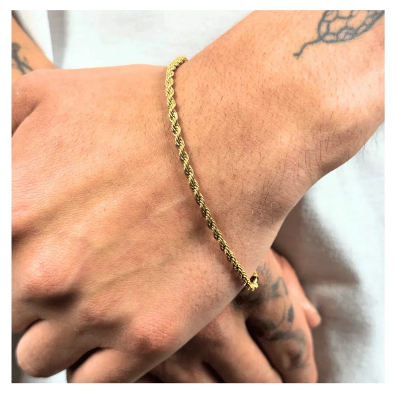 PULSERA ROPE ORO 3MM - 4
