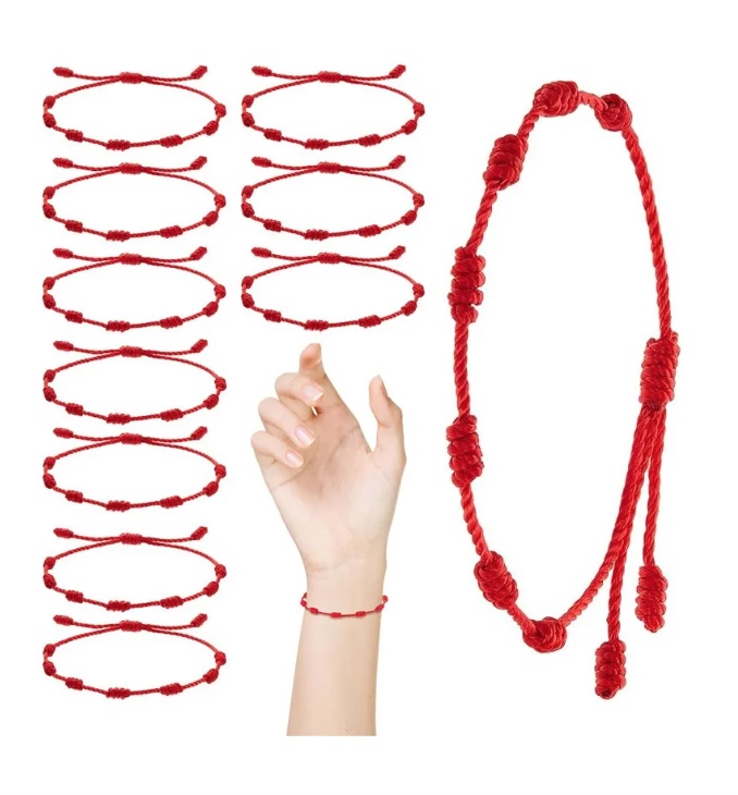 12 PULSERAS HILO ROJO 7 NUDOS DE PROTECCION - 1