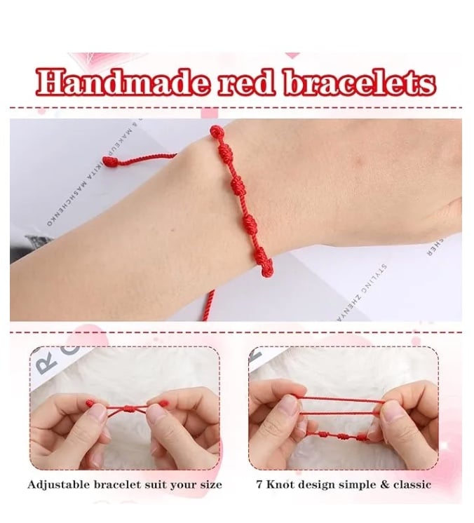 12 PULSERAS HILO ROJO 7 NUDOS DE PROTECCION - 2