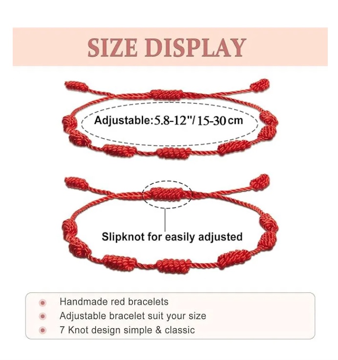 12 PULSERAS HILO ROJO 7 NUDOS DE PROTECCION - 3