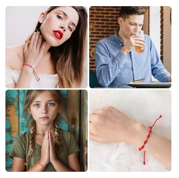 12 PULSERAS HILO ROJO 7 NUDOS DE PROTECCION - 6
