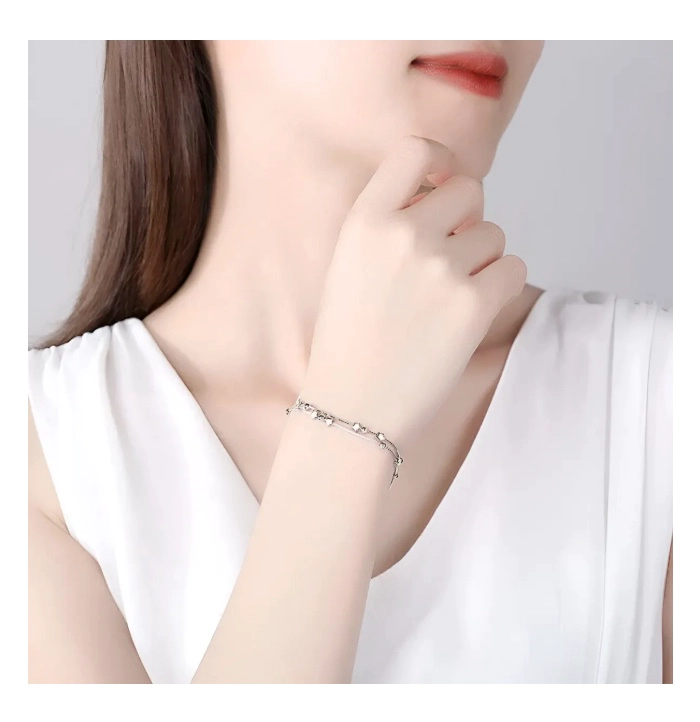 PULSERA ESTRELLAS Y ESFERAS DE PLATA - 2