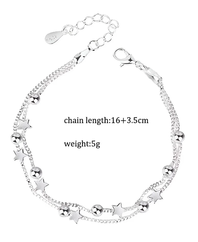 PULSERA ESTRELLAS Y ESFERAS DE PLATA - 3
